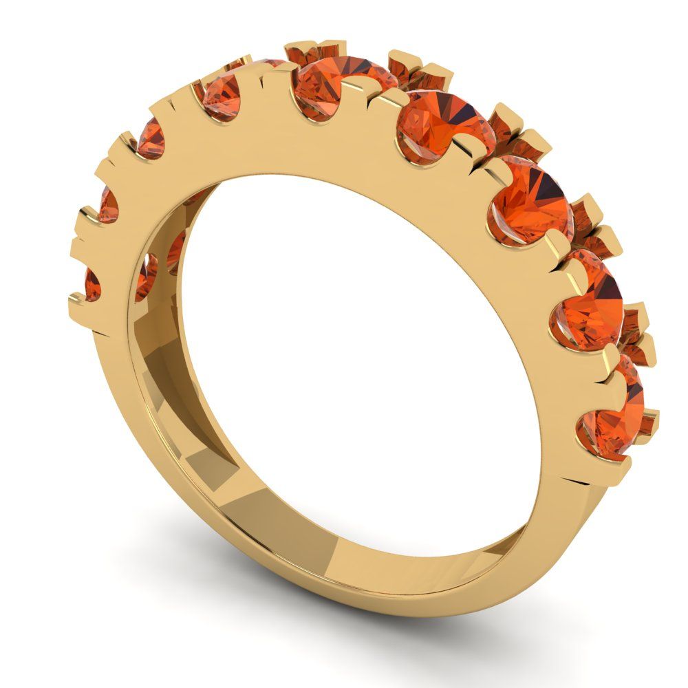 1.53 cttw Simulated Red Diamond Round Cut Yellow Gold Eternity Wedding Band
