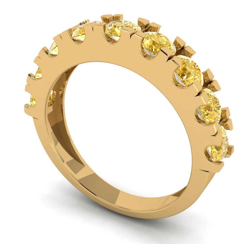 1.53 cttw Yellow Moissanite Round Cut Yellow Gold Eternity Wedding Band