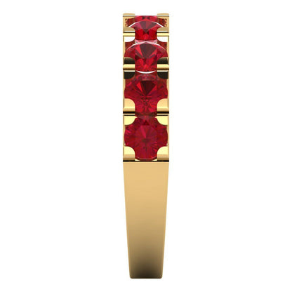1.53 cttw Simulated Pink Tourmaline Round Cut Yellow Gold Eternity Wedding Band