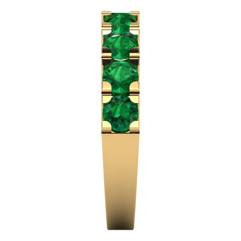 1.53 cttw Simulated Emerald Round Cut Yellow Gold Eternity Wedding Band