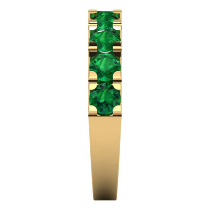 1.53 cttw Simulated Emerald Round Cut Yellow Gold Eternity Wedding Band