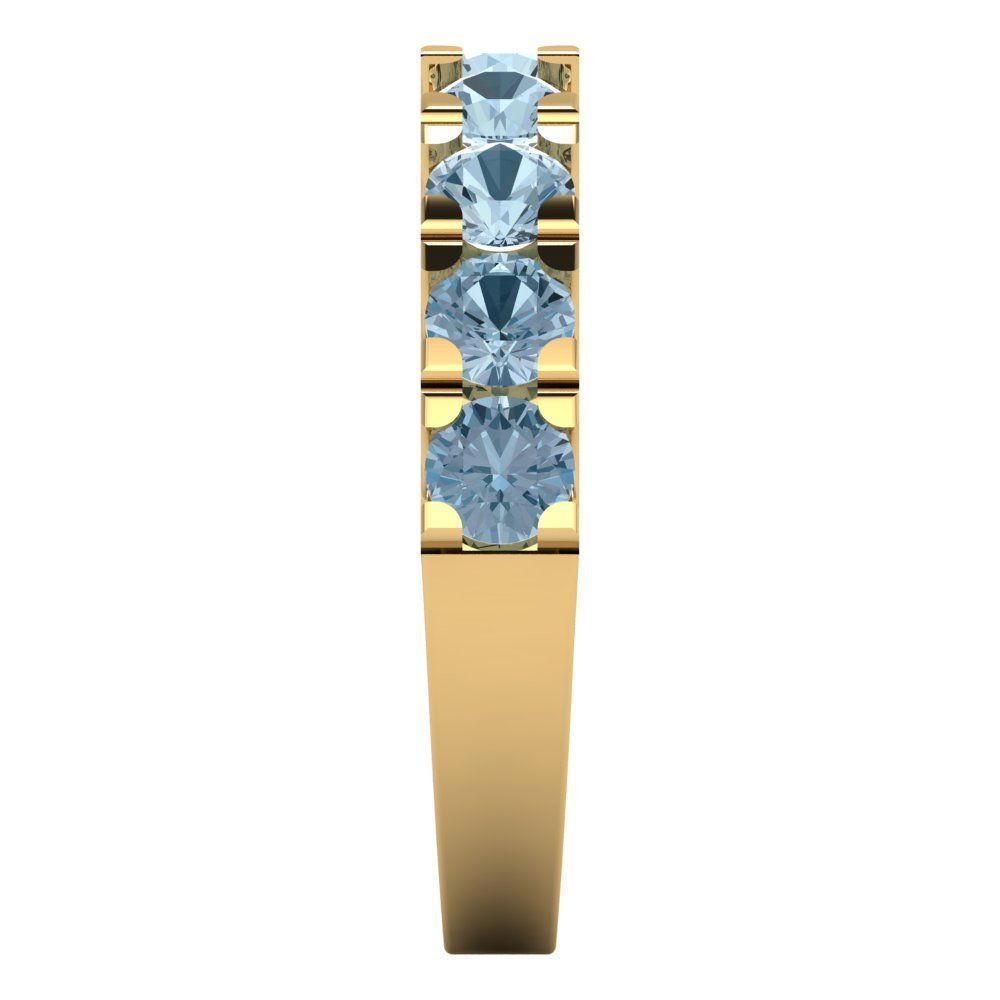 1.53 cttw Natural Aquamarine Round Cut Yellow Gold Eternity Wedding Band