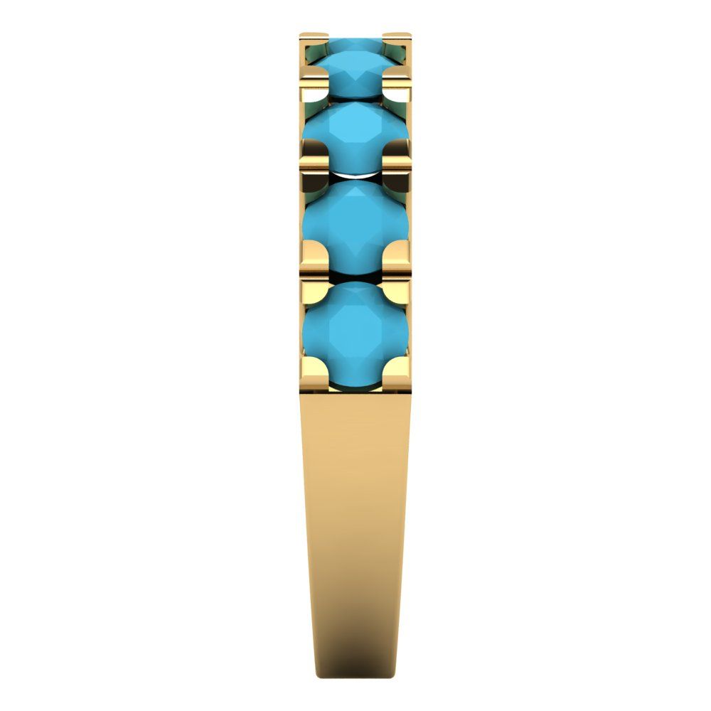 1.53 cttw Simulated Turquoise Round Cut Yellow Gold Eternity Wedding Band