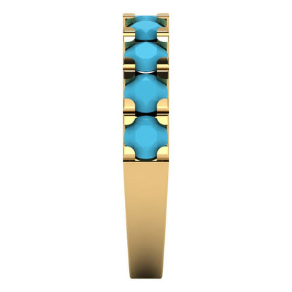 1.53 cttw Simulated Turquoise Round Cut Yellow Gold Eternity Wedding Band