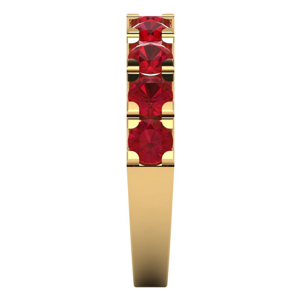 1.53 cttw Simulated Ruby Round Cut Yellow Gold Eternity Wedding Band