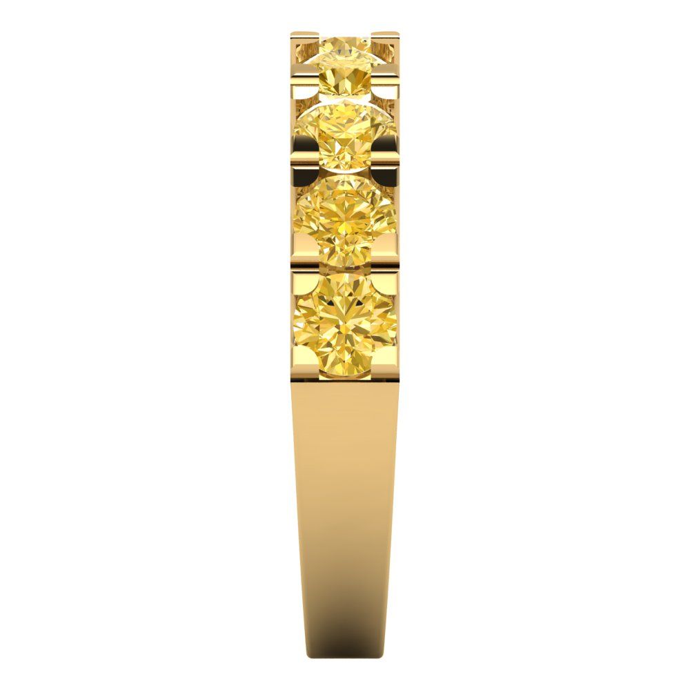 1.53 cttw Natural Citrine Round Cut Yellow Gold Eternity Wedding Band