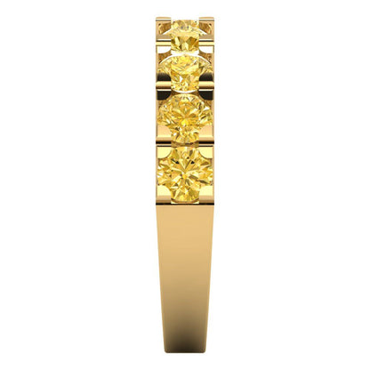 1.53 cttw Natural Citrine Round Cut Yellow Gold Eternity Wedding Band
