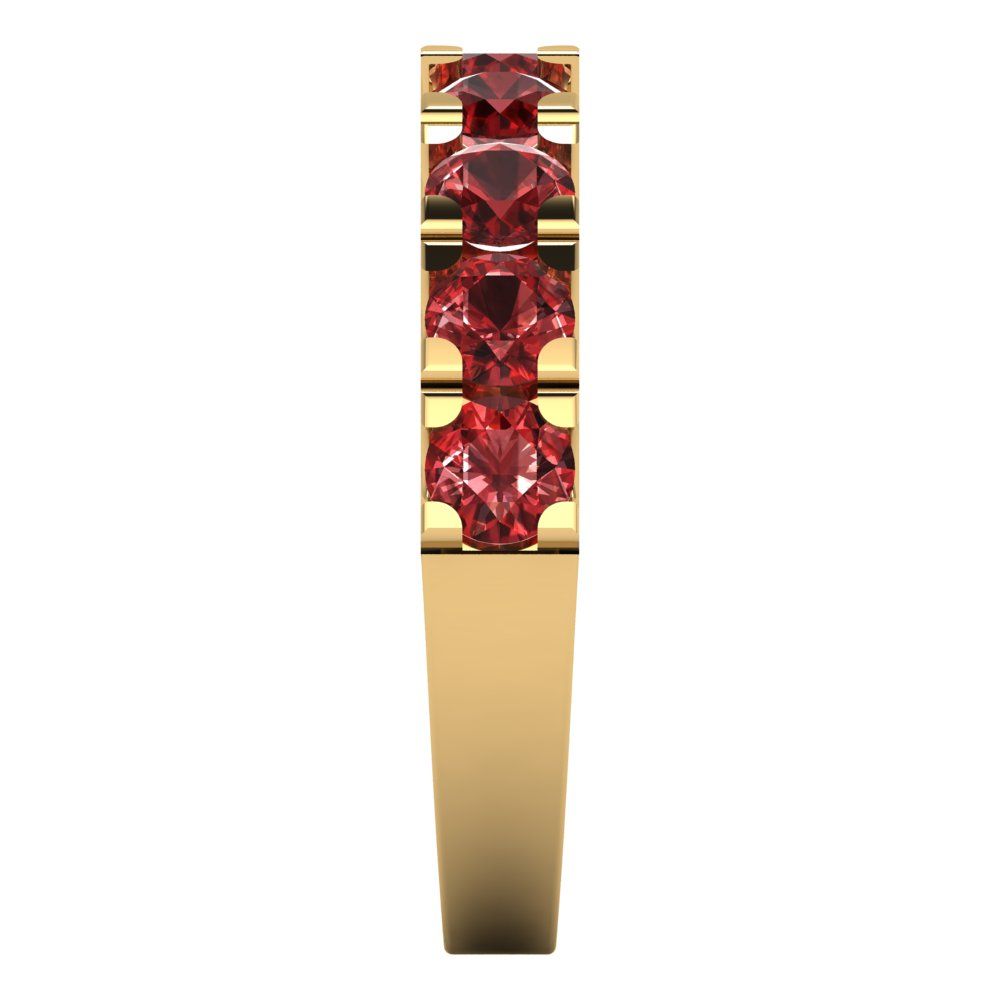1.53 cttw Natural Garnet Round Cut Yellow Gold Eternity Wedding Band