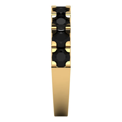 1.53 cttw Natural Onyx Round Cut Yellow Gold Eternity Wedding Band
