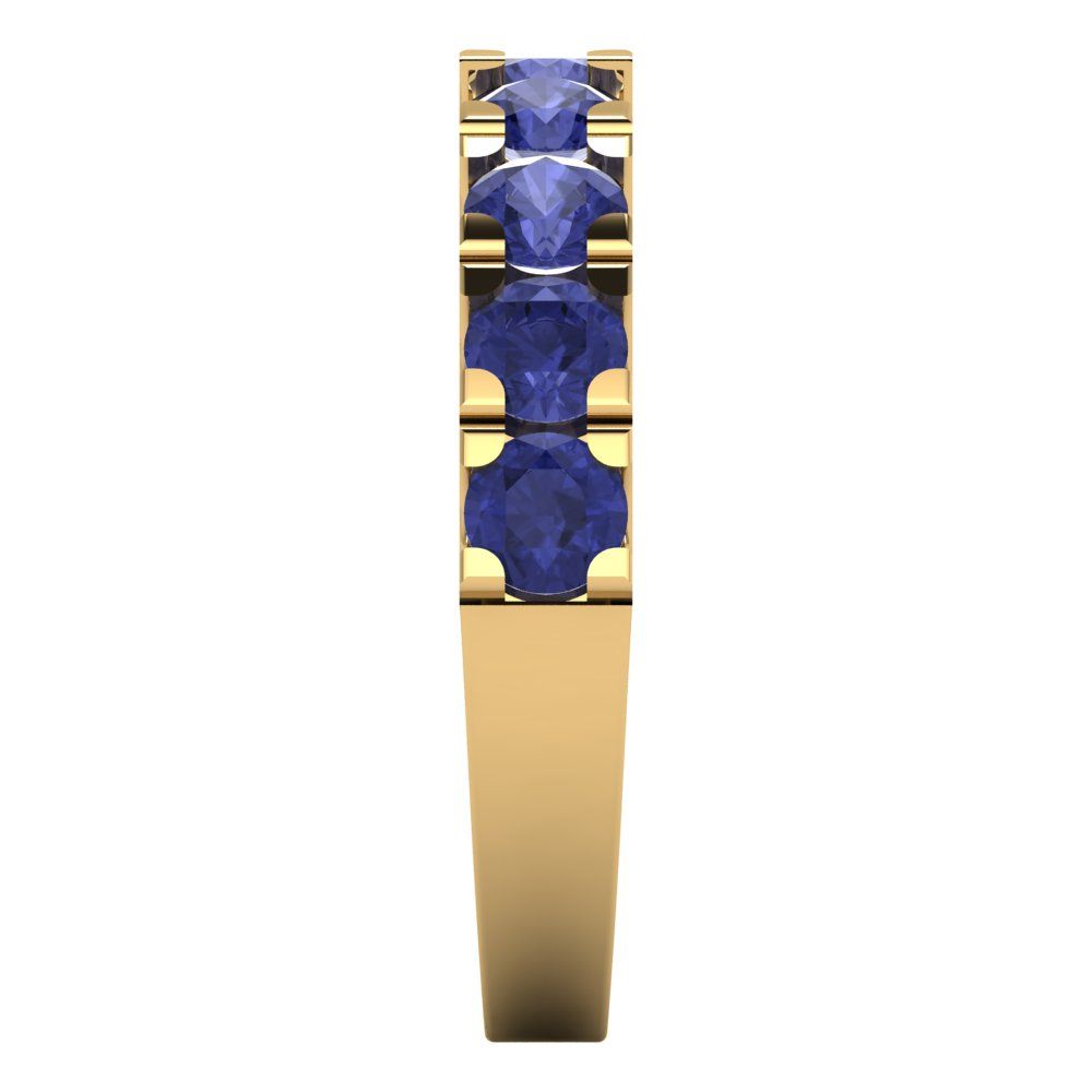 1.53 cttw Simulated Tanzanite Round Cut Yellow Gold Eternity Wedding Band