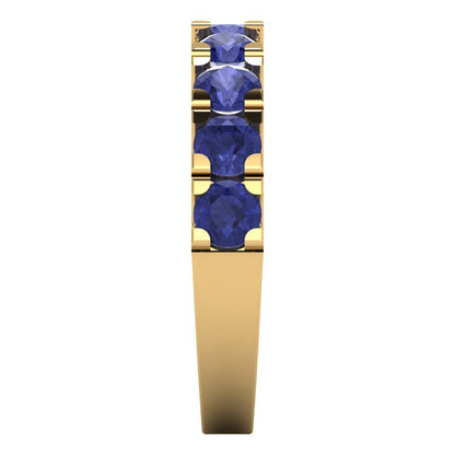 1.53 cttw Simulated Tanzanite Round Cut Yellow Gold Eternity Wedding Band