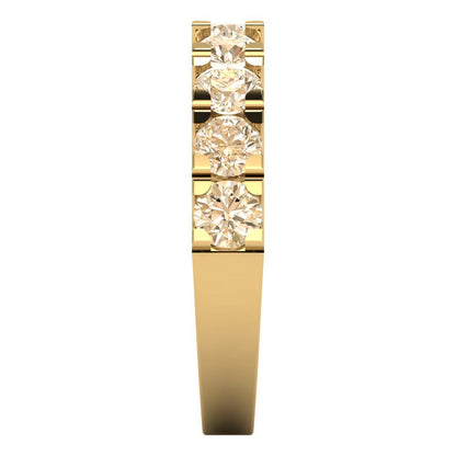 1.53 cttw Natural Morganite Round Cut Yellow Gold Eternity Wedding Band