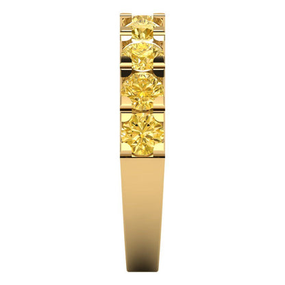 1.53 cttw Simulated Yellow Diamond Round Cut Yellow Gold Eternity Wedding Band