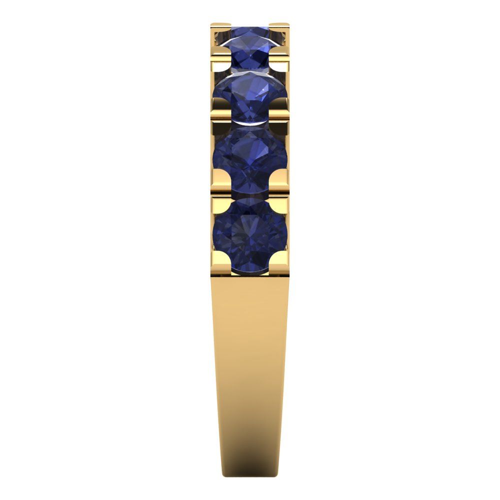 1.53 cttw Simulated Blue Sapphire Round Cut Yellow Gold Eternity Wedding Band