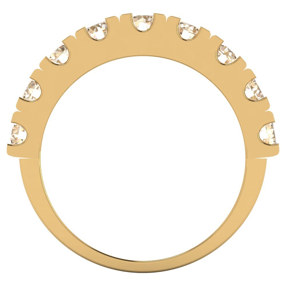 1.53 cttw Natural Morganite Round Cut Yellow Gold Eternity Wedding Band