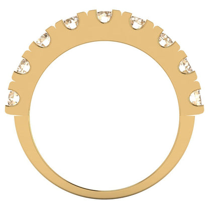 1.53 cttw Natural Morganite Round Cut Yellow Gold Eternity Wedding Band