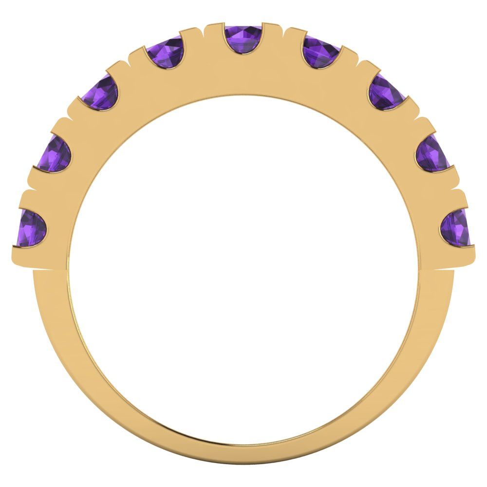 1.53 cttw Natural Amethyst Round Cut Yellow Gold Eternity Wedding Band