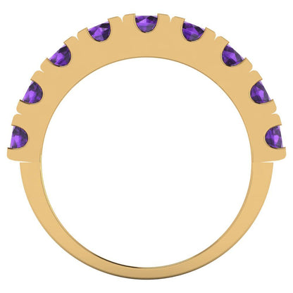 1.53 cttw Natural Amethyst Round Cut Yellow Gold Eternity Wedding Band