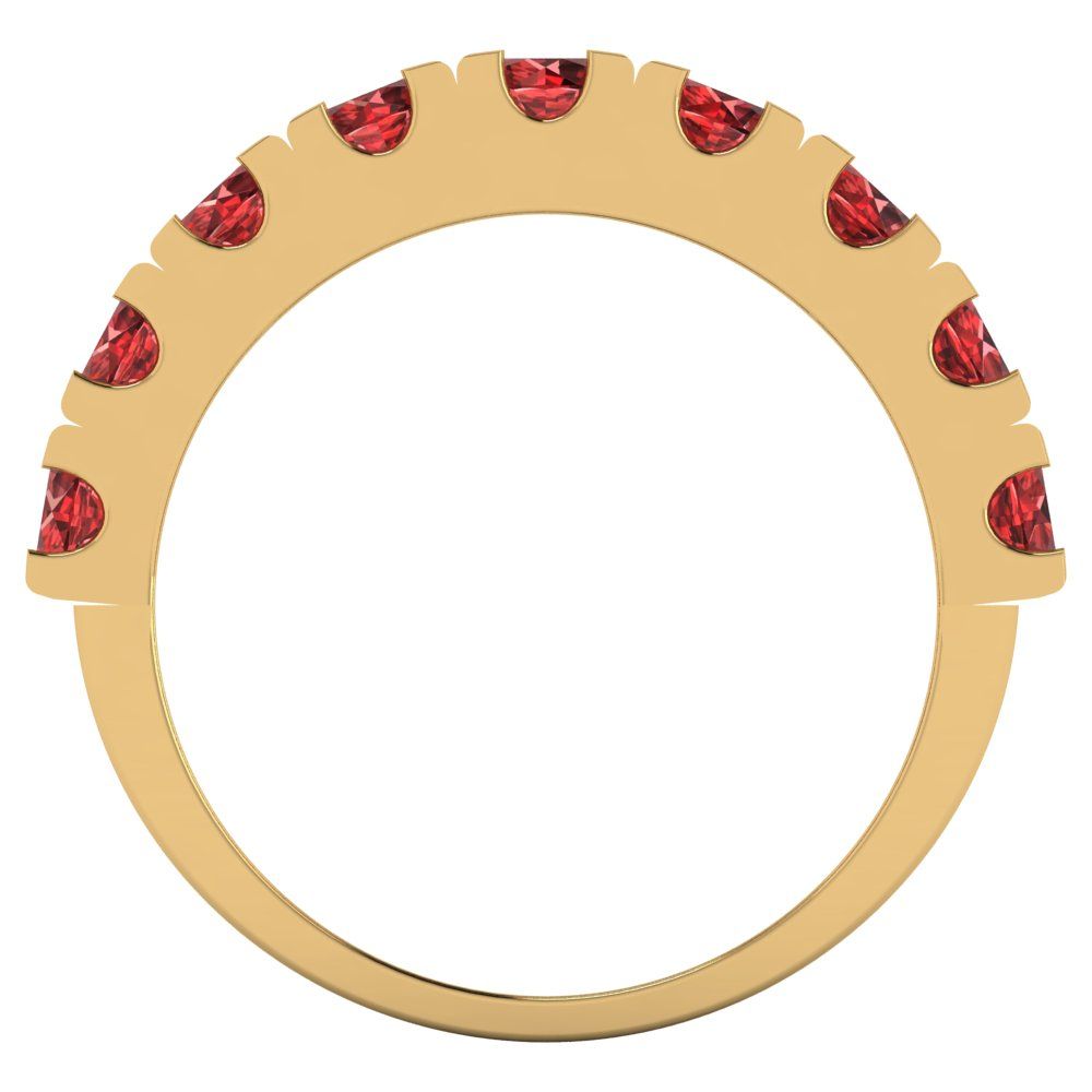1.53 cttw Natural Garnet Round Cut Yellow Gold Eternity Wedding Band