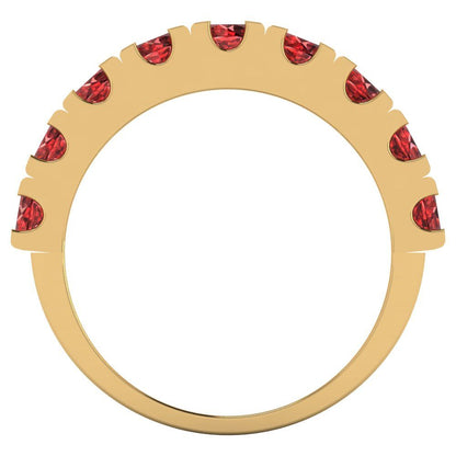1.53 cttw Natural Garnet Round Cut Yellow Gold Eternity Wedding Band