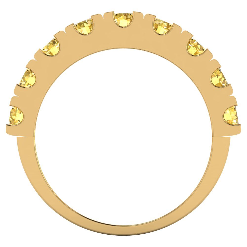 1.53 cttw Natural Citrine Round Cut Yellow Gold Eternity Wedding Band