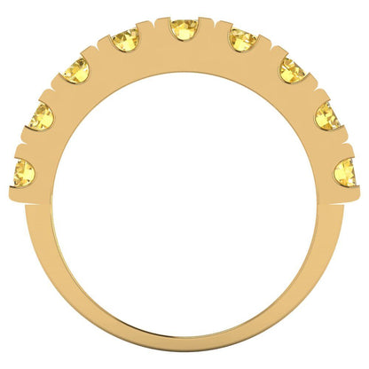 1.53 cttw Natural Citrine Round Cut Yellow Gold Eternity Wedding Band