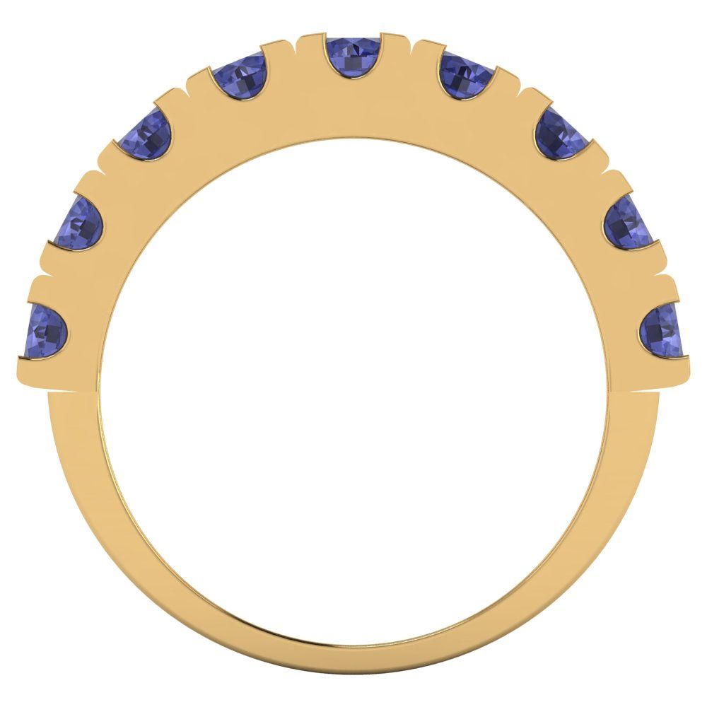 1.53 cttw Simulated Tanzanite Round Cut Yellow Gold Eternity Wedding Band