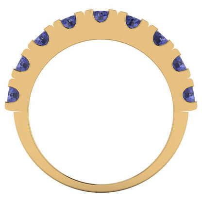 1.53 cttw Simulated Tanzanite Round Cut Yellow Gold Eternity Wedding Band