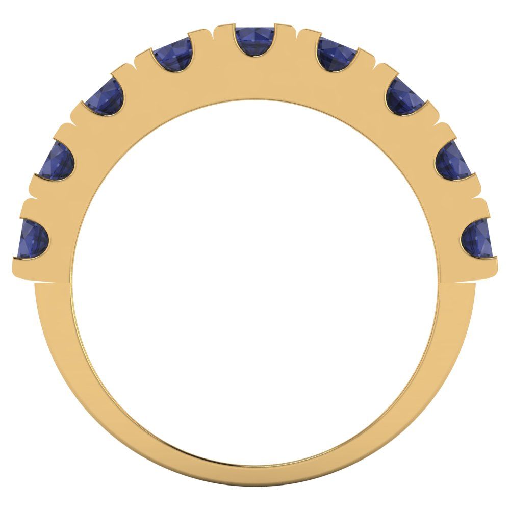 1.53 cttw Simulated Blue Sapphire Round Cut Yellow Gold Eternity Wedding Band