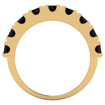 1.53 cttw Natural Onyx Round Cut Yellow Gold Eternity Wedding Band
