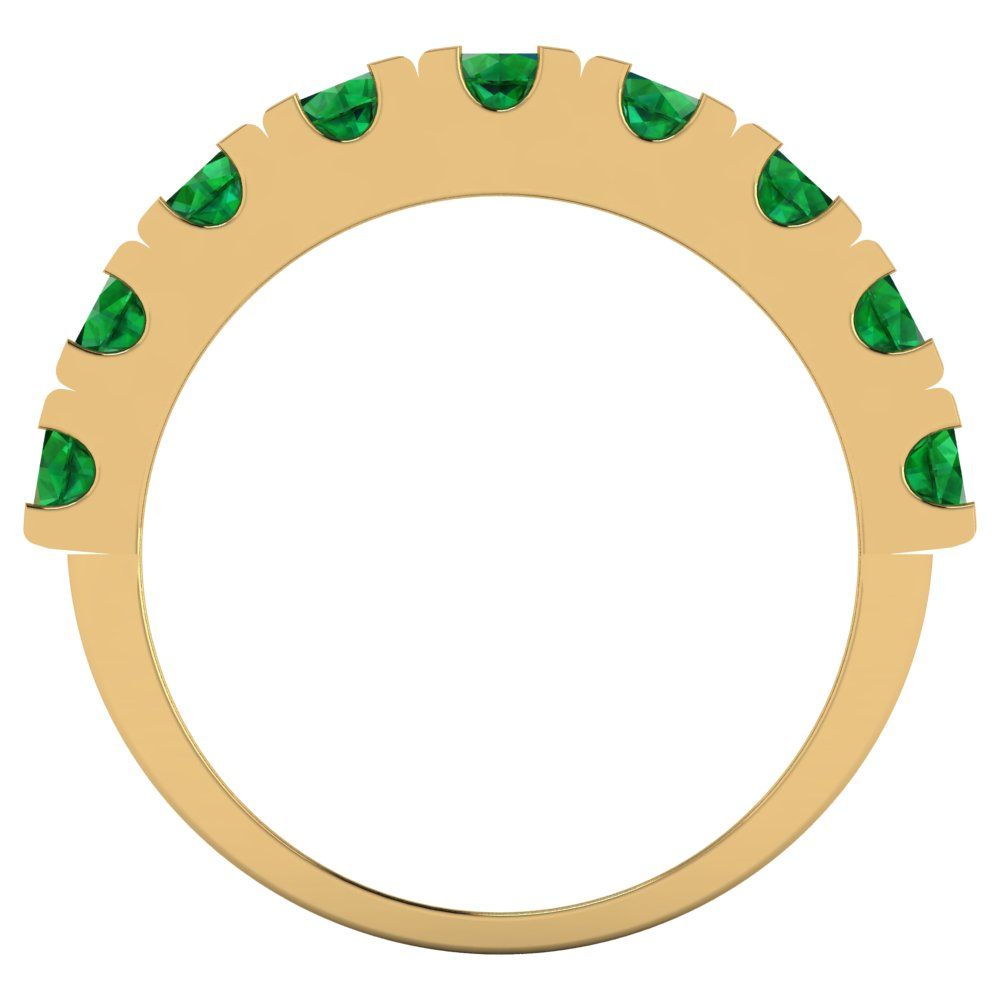1.53 cttw Simulated Emerald Round Cut Yellow Gold Eternity Wedding Band