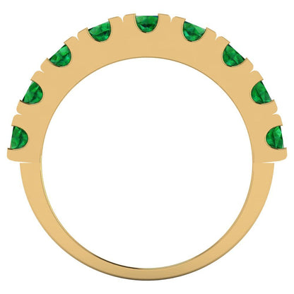 1.53 cttw Simulated Emerald Round Cut Yellow Gold Eternity Wedding Band