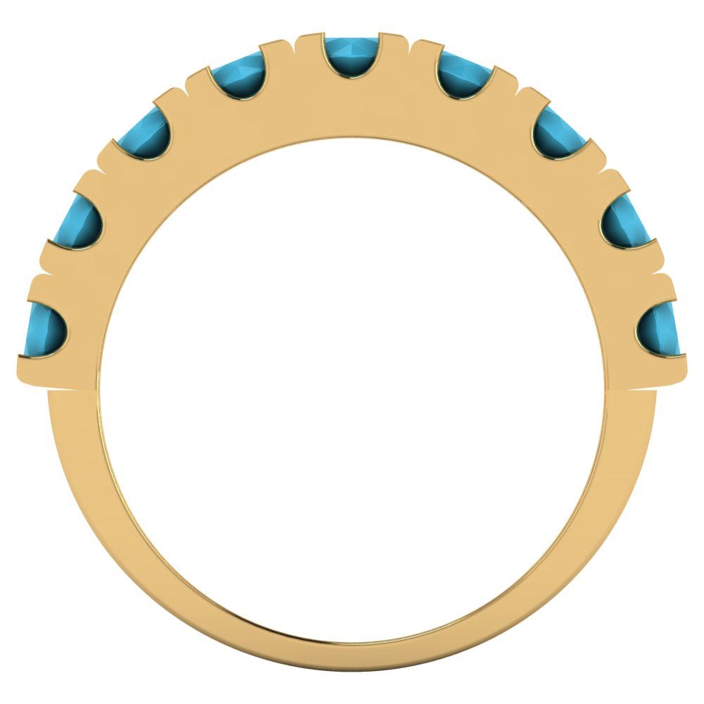 1.53 cttw Simulated Turquoise Round Cut Yellow Gold Eternity Wedding Band