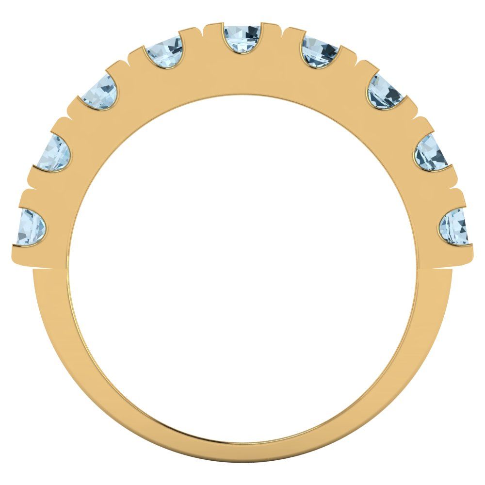 1.53 cttw Natural Aquamarine Round Cut Yellow Gold Eternity Wedding Band