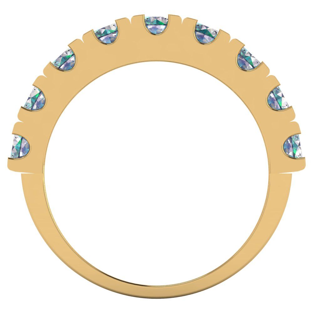 1.53 cttw Blue Moissanite Round Cut Yellow Gold Eternity Wedding Band