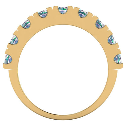 1.53 cttw Blue Moissanite Round Cut Yellow Gold Eternity Wedding Band
