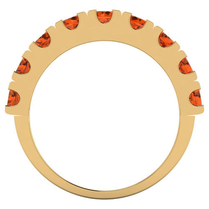 1.53 cttw Simulated Pink Tourmaline Round Cut Yellow Gold Eternity Wedding Band