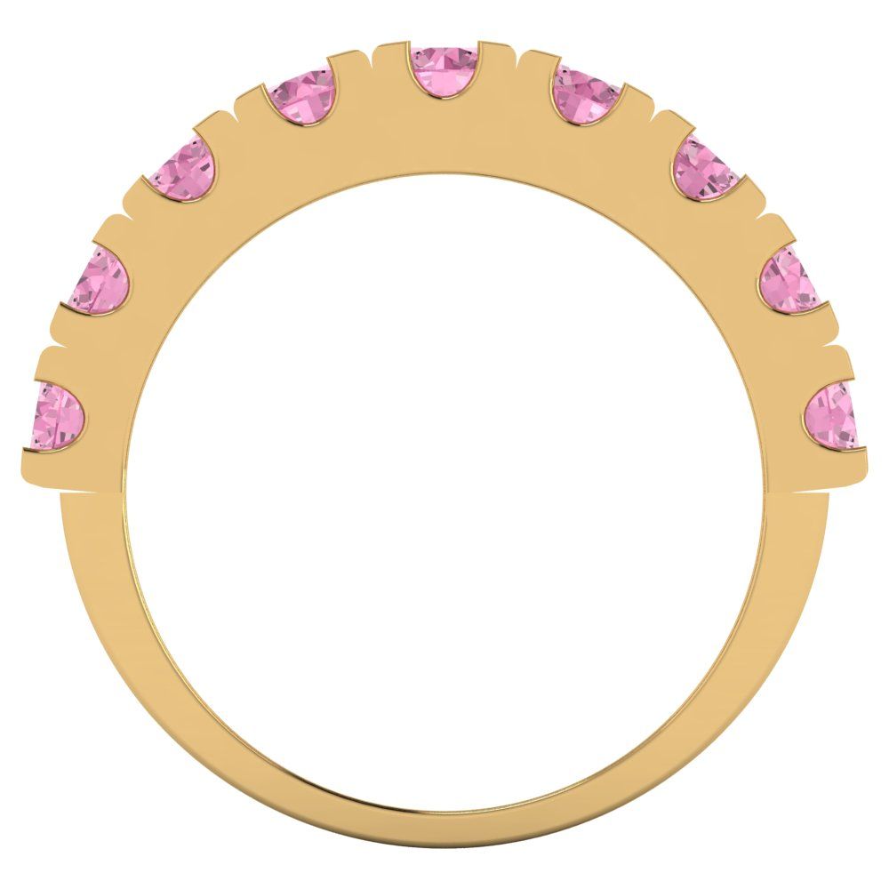 1.53 cttw Simulated Pink Diamond Round Cut Yellow Gold Eternity Wedding Band