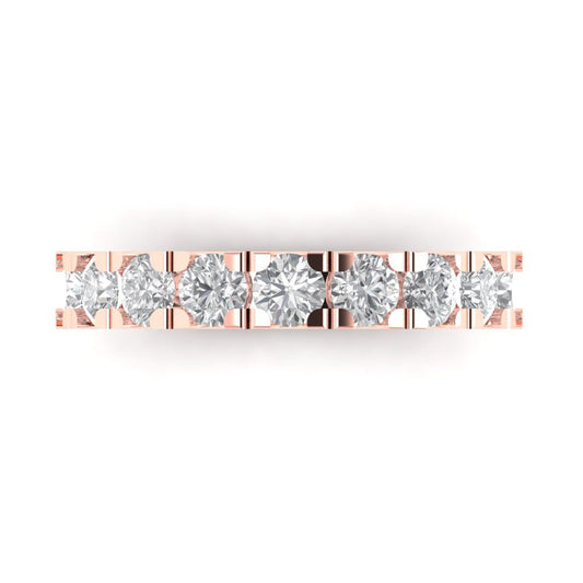 1.53 cttw Simulated Diamond Round Cut Rose Gold Eternity Wedding Band