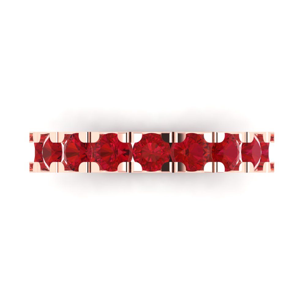 1.53 cttw Simulated Ruby Round Cut Rose Gold Eternity Wedding Band