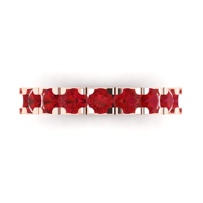1.53 cttw Simulated Ruby Round Cut Rose Gold Eternity Wedding Band