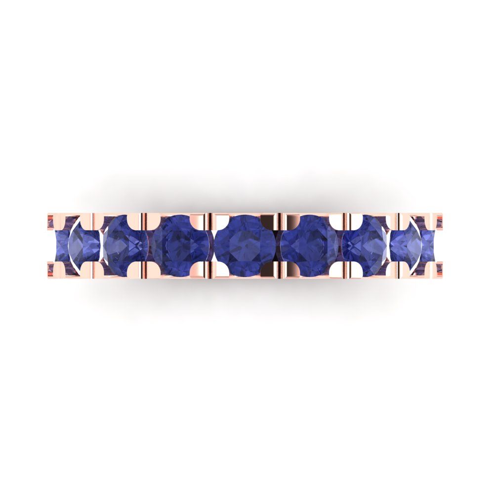 1.53 cttw Simulated Tanzanite Round Cut Rose Gold Eternity Wedding Band
