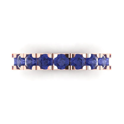 1.53 cttw Simulated Tanzanite Round Cut Rose Gold Eternity Wedding Band