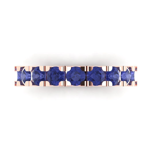 1.53 cttw Simulated Tanzanite Round Cut Rose Gold Eternity Wedding Band