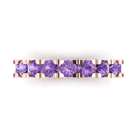 1.53 cttw Simulated Alexandrite Round Cut Rose Gold Eternity Wedding Band