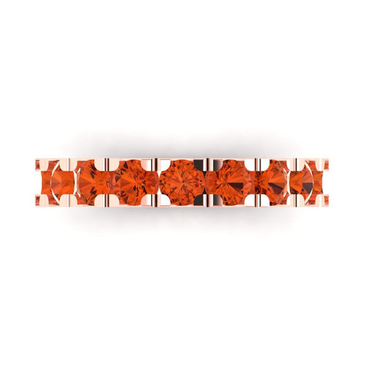 1.53 cttw Simulated Red Diamond Round Cut Rose Gold Eternity Wedding Band