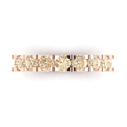 1.53 cttw Natural Morganite Round Cut Rose Gold Eternity Wedding Band