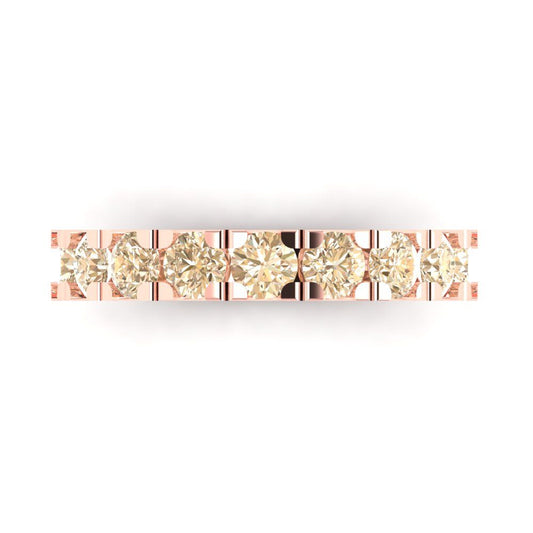1.53 cttw Natural Morganite Round Cut Rose Gold Eternity Wedding Band