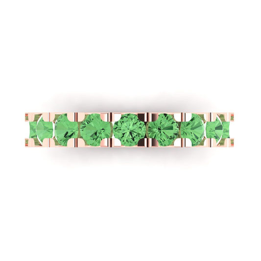 1.53 cttw Simulated Green Diamond Round Cut Rose Gold Eternity Wedding Band