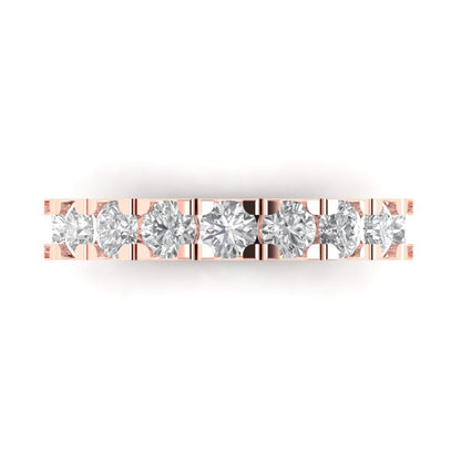 1.53 cttw White Sapphire Round Cut Rose Gold Eternity Wedding Band